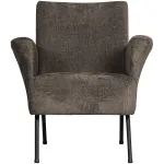 WOOOD Muse fauteuil grof geweven stof grijs/bruin